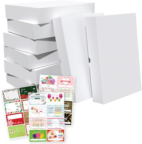 12-pack extra stor presentförpackning bulk med klistermärken för alla tillfällen, 43 x 30 x 10 cm premium vita presentaskar med lock för presenter, T-shirt, rock, tröja kartonglådor till jul