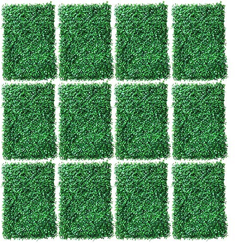 GramStudio 12 Stück Künstlich Hecke, Sichtschutzhecke Wanddekoration Rasen Gras Matte, für Zäune, Mauern Terrassen Gärten Höfe 60x40CM