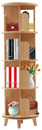 TaNeHaKi Holz Regal Aufbewahrung,4 Ebenen Drehbar BüCherregal FüR Schlafzimmer Wohn,Standregal Freistehende,Offenes Ablagen
