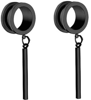 Ayoiow Tunnel Plug 16MM Schwarz Flesh Tunnel Stahl Mit Lang Stock Anhänger Ohr Flesh Tunnel