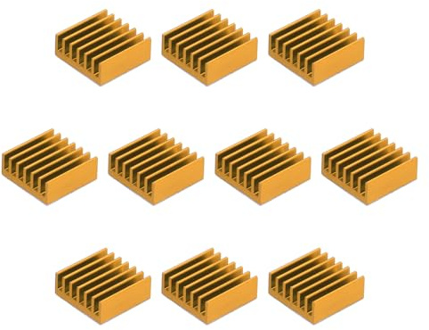 QUARKZMAN 10Stk 14x14x6mm Kühlkörper Aluminium Kühler Kühlkörper Kühlung mit Thermal Blau Aufkleber für Chip CPU Transistor FET IC Verstärker Gold