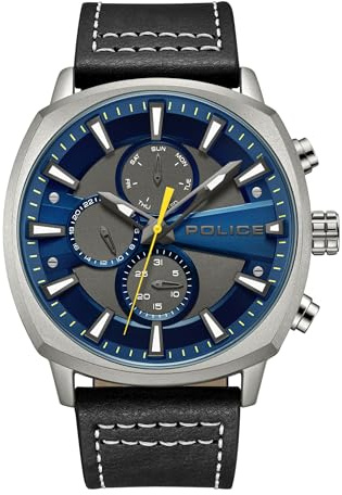 Police Hommes Analogique Quartz Montre avec Bracelet en Cuir PEWJF9003403