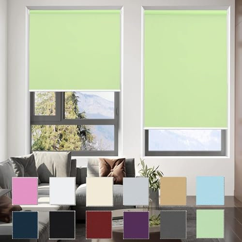 Tenda a rullo - Non invasiva 50 x 180 cm Fatto su Misura oscurità totale, Tendine Oscuranti per Finestre con catenella per Finestre Porte, Verde