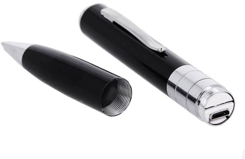 REY Versteckter Audio-Spionage-Stift-Rekorder, bis zu 32 GB, einschließlich Micro-USB-Kabel, Handbuch, Kopfhörer und Tinte, Farbe Schwarz