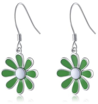 SLUYNZ 925 Sterling Silber Blume Tropfen Ohrringe Hängend für Damen Mädchen Gänseblümchen Blume Tropfen Ohrringe Ohrhänger