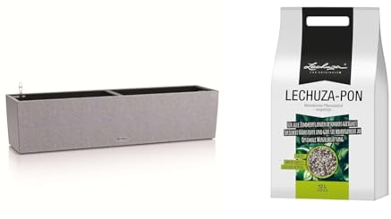 Lechuza BALCONERA Stone 80 steingrau 15660, 79x19x19 cm & PON 12 Liter Substrat 19562