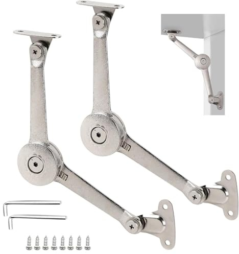 Oiieco 2 Stück Deckelstütze Scharnier, Klappenbeschlag, oftclose Deckelstützscharniere mit Schrauben und Inbusschlüssel, klappscharnier für Küchenklappe, Möbel, Truhe & Schranktür, Kleiderschrank