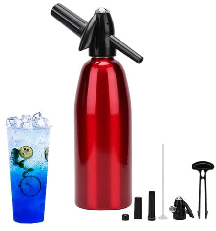 Sparkling Water Maker, Seltzer Soda Siphon, 1 L Soda Water Siphon Water Maker, Portable Seltzer Siphon for Home for Making for Soda Water, Cocktails or Soda Water Beverages. red