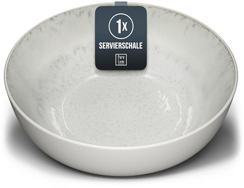 Steingut Servierschüssel Ibiza TESTSIEGER, Traumhafte Mediterrane Salatschüssel, Servierschale - Bowl Schüssel Groß, Salatschale - Pure Living in Beige
