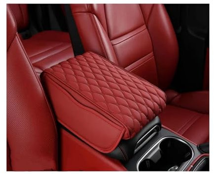 CRTQNS Autozubehör Schutzbezug Für Die Mittelkonsole Im Auto 5 cm Dickes Armlehnenkissen Ergonomische Armlehnenmatte Mit Memory-Schaumstoff Aufbewahrungstasche Ersatz Ersatzteile(Red-Storage Bag)