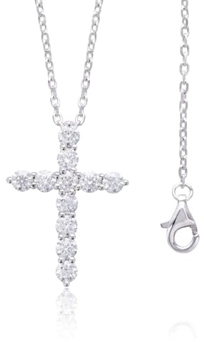 AstraGlam 925 Silber Kreuz Kette Damen - Elegante Silberkette mit Diamanten, Kette Damen Schmuck, Kreuzkette Silber