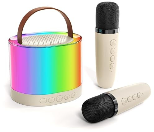 Mini macchina per karaoke per bambini e adulti, altoparlante Bluetooth portatile con 2 microfoni wireless per feste a casa per adulti, giocattoli di compleanno per ragazze o ragazzi dai 3 ai 12 anni