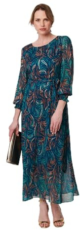Izabel London Abstract Long Sheer Sleeve Maxi Dress for Women UK with Sheer Long Sleeves and a Maxi Length Hem.