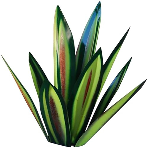 Grandes plantes d'agave en métal, plantes d'agave en métal rustique de 65 cm pour patio extérieur, décoration d'intérieur, statue de jardin peinte à la main, ornements de pelouse, piquets de cour
