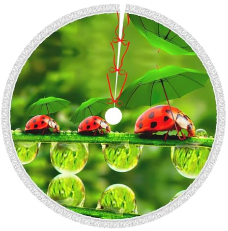 Bequemer lustiger Marienkäfer mit Regenschirmen, bedruckt, Winterurlaub, Dekoration, Baumrock mit Quaste für Bauernhäuser, Zuhause, Party-Zubehör