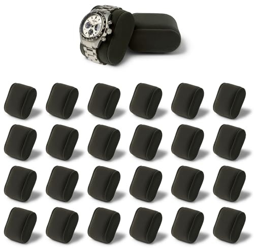 TAWBURY Bayswater Watch Box Kuddar - Liten | 18 cm Omkrets | 5,1 cm Bredd | Kompatibel med våra Black Bayswater 12 & 24 Slot Watch Boxes | Förpackning med 24 kuddar (kol)