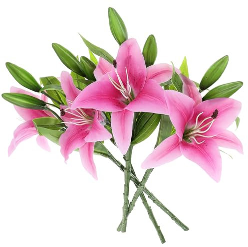 PRETYZOOM Ramo De Flores De Lirio Artificial De 4 Piezas Centro De Mesa De Boda para Decoración Nupcial Flor De Lirio Falsa Realista Lirio De Simulación Elegante para Boda