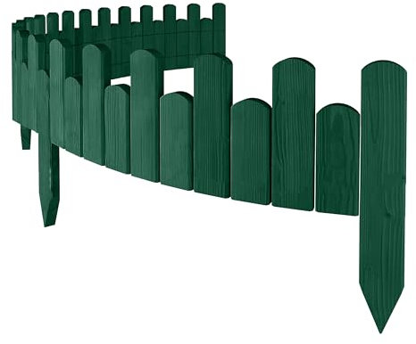 Floranica Beeteinfassung Holz Rollzaun Holzzaun 200 x 10 cm Grün imprägniert Flexible Rasenkante Rollborder Palisade Gartenzaun Umzäunung für Garten