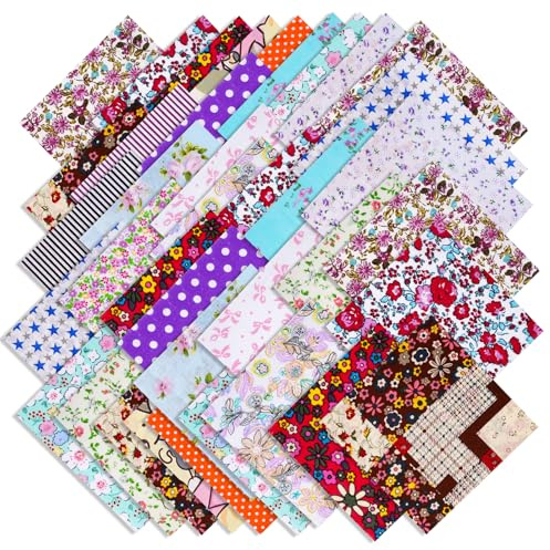 Sömnad lapptäcke, 70 st 25 x 25 cm bomull tyg kvadrat tryckt lapptäcke flerfärgat quilting tyger för gör-det-själv-hantverk bomullstyg tygrester paket