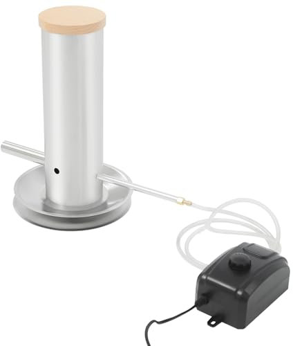 1.7L Elektrischer Kaltrauchgenerator aus Edelstahl mit Holzdeckel, Tragbarer Kaltraucherzeuger mit Drehzahlvariablen Luftpumpe, Rauchgenerator Raucherzeuger zum Kalträuchern von Fisch, Fleisch, Käse