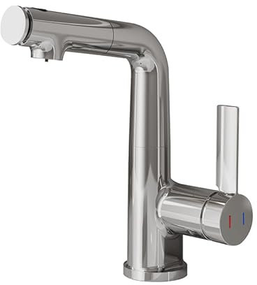 LakeBayMZC Rubinetto per lavabo con rubinetto estraibile, miscelatore monocomando per bagno con 3 tipi di getto d'acqua, cromato