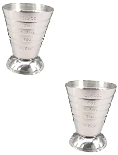 Mobestech 2 Piezas vaso mezclador barra de jigger taza de tiro de medición barra jigger de onzas vaso medidor Plata
