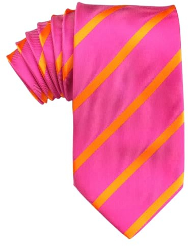 BHHJKK Lässige Krawatte für Herren in Hot Pink mit oranger diagonaler Krawatte, perfekte Krawatte für Trauzeugen, Hochzeitskrawatten oder formelle Anlässe, Siehe Abbildung, One size