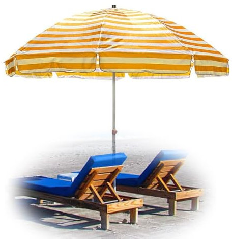 RTVGNSZSJL 2.5m Grand Parasol De Plage Parasol De Extérieur Portable Parasol De Jardin Rond, Parasol De Marché pour Terrasse, Jardin, Pique-Nique, Bleu(Yellow,2.5m/8ft)
