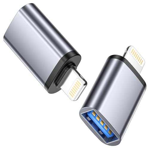 USB to Lightning Adapter 2Pack [Apple MFI Certified], Lightning Male to USB Female OTG Adapter Cable Camera Converter Data Transfer Backup Connecting Adapter for iPhone 14 13 12 11 Pro Max/Mini/iPad