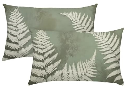 Copricuscino 40x60 Verde Salvia Set di 2, Copricuscino Impermeabile Federe Cuscino Letto, Pianta Federe Cuscini Divano, Comodo Cuscino Velluto, Cuscini per Divano Home Decor, Tutte le Stagioni S-498