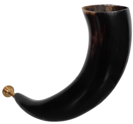 BESTonZON Wikingerhorn Cosplay aus Ochsenhorn – 32,5cm Langes für Halloween Festivals und Historische Darstellungen