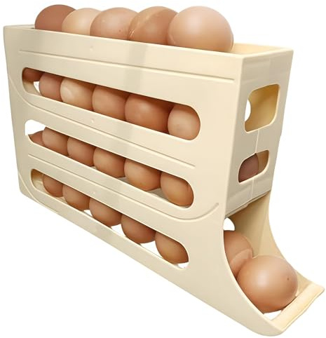 Eierbehälter für Kühlschrank, 4 Etagen Automatisch Rollender Stapelbarer Eier Organizer, Eier Aufbewahrung Kühlschrank Eierhalter Kühlschrank Eier Aufbewahrung für Eieraufbewahrung