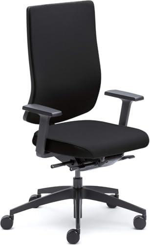 Sedus se:do Pro Light, Drehstuhl, Bürostuhl mit Polsterrücken Schwarz, Schiebesitz, Armlehnen und Rückenlehne verstellbar, Höhenverstellbar, 40-52cm, bis 130kg Belastbar, 23° Öffnungswinkel