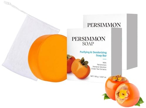 Persimmon Soap - Sanfte Naturseife mit Bio-Kaki-Extrakt für Gesicht & Körper, Natürliche Deodorant-Wirkung bei Körpergeruch, Vegan & Für Trockene sowie Empfindliche Haut (2)