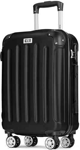 POSH Handgepäck Koffer 55x40x20 cm - Leicht Kabinentrolley für Ryanair - Kleiner ABS Reisekoffer 36L mit Zahlenschloss - Trolley mit 2,5 kg & 360° Leichtlauf Rollen - Für Kurzreisen bis 4 Tage Schwarz