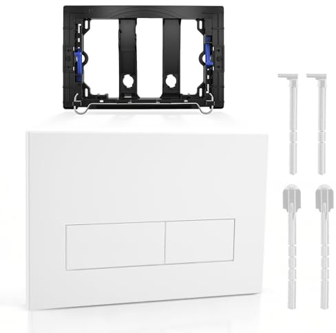 Plaque de Chasse d'Eau Ge-berit, Compatible avec Cuvettes Sig-ma 01 20 21 30 40 50 UP300 UP320, Incluant Mécanisme de Chasse & Cadre de Montage, Plaque de Remplacement pour WC, Blanc Matière ABS