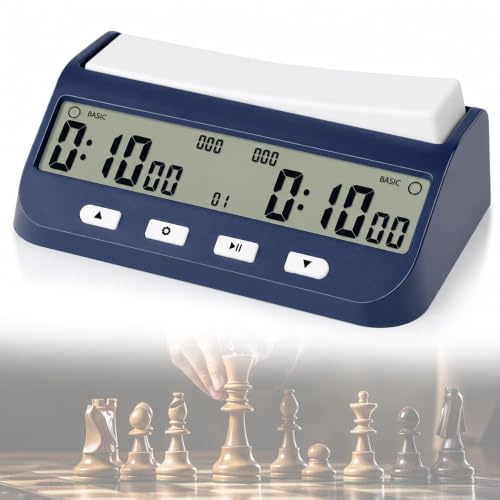 ZMCVOE Schachuhr Digital, 5-in-1 Digitale Schachuhr mit Bonus & Verzögerung, Professionelle Schach Uhr, Tragbare Chess Clock, Elektronische Schachuhrs für Zuhause Schule Turniere, Blau