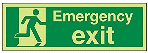 VSafety englisches leuchtendes Warnschild mit Aufschrift „Safe Condition Exit, 1 mm leuchtet im Dunkeln Plastik, 300 x 100 mm, Grün