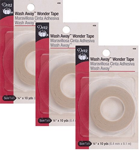 Dritz 406 Wash-Away-Wonder-Klebeband, 1/4 Zoll x 9 m, 3 Stück