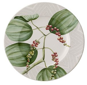 Villeroy & Boch Malindi Brotteller, Geschirr aus edlem Premium Bone Porcelain in grün und rot, 16 cm Brotteller, Porzellan, Weiß, cm, 16 x 16 x 2 cm, 1 Einheiten