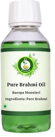 R V Essential Pure Brahmi Oil 100ml (3.38oz)- Bacopa Monnieri (100% Pure and Natural Rare Herb Series)