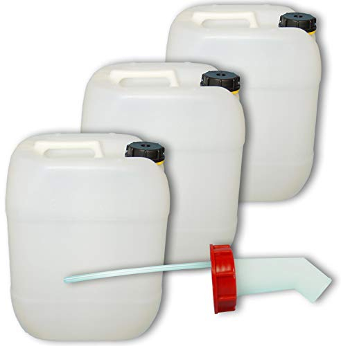 Wilai GmbH Lote de 3 bidones de Polietileno/Jerrycan 20 L Natural + 1 Pico vertedor DIN61 (22002x3+22019)