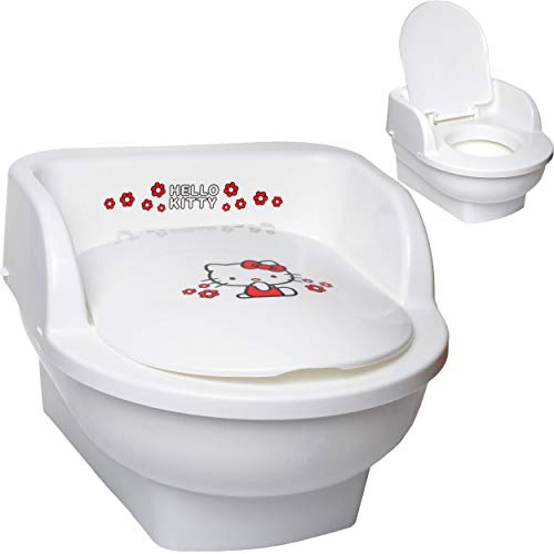 alles-meine.de GmbH Kindertoilette - Töpfchen/Nachttopf/Babytopf - mit Deckel - weiß - rot Helllo Kitty - Katze Bieco - groß - Reisetoilette - Babytöpfchen/Kindertopf /..