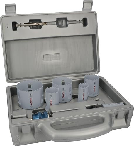 Bosch Juego de 9 brocas Pro Multi Material Power Change Plus – Estuche de moldeo por soplado (para madera blanda, paneles de yeso, Ø22,29,35,44,51,64 mm, accesorios profesionales), Versión actual