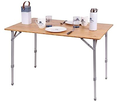 Holiday Travel Bambus-Tisch 80x60x43/65cm Aluminiumgestell, Campingmöbel (9329910573)
