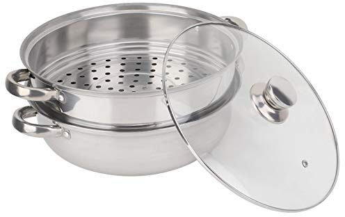 Aukson Vaporiera a 2 Strati, 27 cm / 11 Pollici Pentola per pentole in Acciaio Inossidabile Pentola a Doppia Caldaia per zuppa per fornelli in Vetro e fornelli a induzione