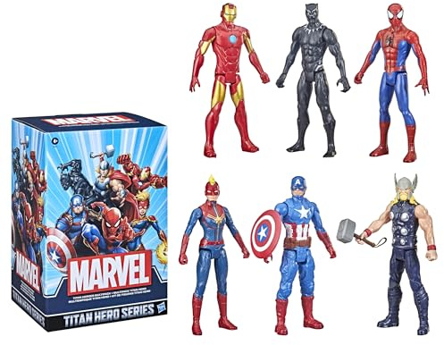 Marvel Titan Hero Series Action Figure Multipack, 6 Action Figures, 12-Inch Toys, Inspired By Marvel Comics, For Kids Ages 4 And Up (Amazon Exclusive)