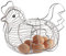 Futtest Cestino per uova a forma di gallina, filo cromato, design moderno in filo di acciaio inossidabile, per cucina e soggiorno (34 x 26 x 24 cm)