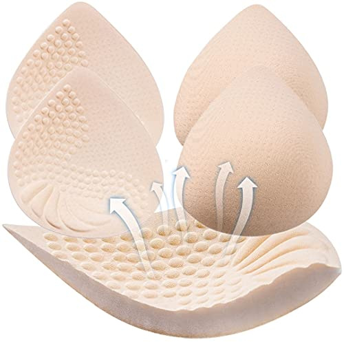 PRETTYWELL Bra Pads Inserts, 2 Pairs Latex Bras Inserts for Sports Bras, Bra Cups Inserts for Bikini Tops Beige