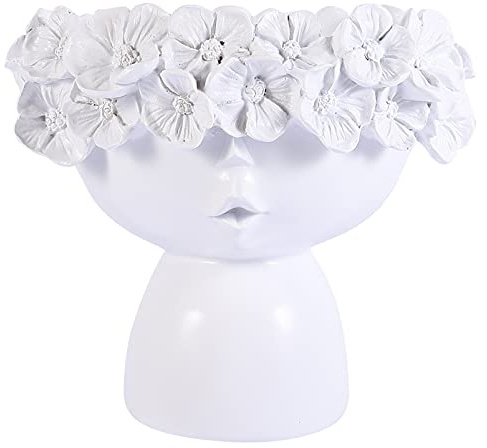 Cabilock Frau Gesicht Blumentopf Harz Blumenvase Kaktus Sukkulenten Topf Statue Skulptur Vase Kopf Pflanztopf Übertopf Pflanzgefäß für Gartendeko Wohnzimmer Tischdeko Balkon Büro Deko Objekt